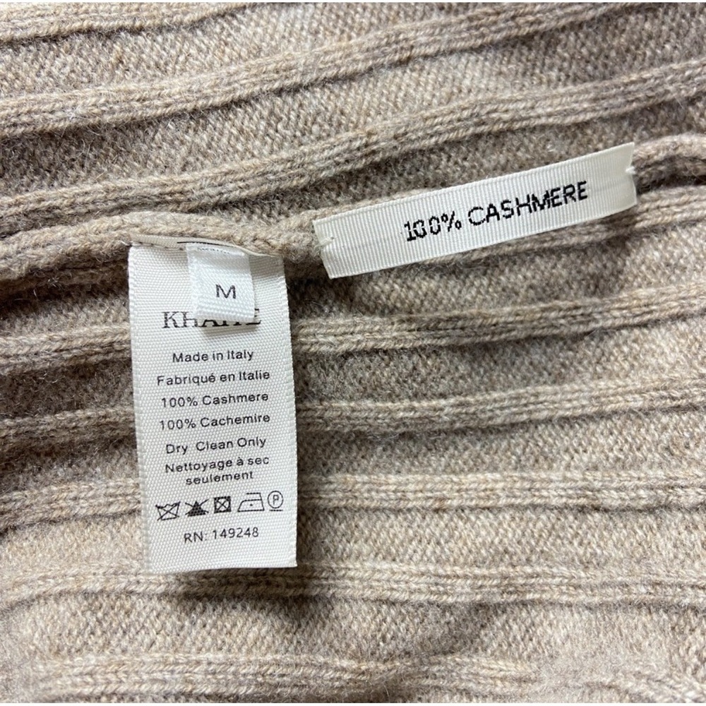 Khaite Rare Juni 100% Cashmere Cardigan‎ Sweater Medium Oatmeal Lightweight Lux - Picture 8 of 10